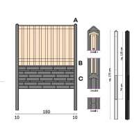 Hoekpaal Beton Antraciet Met Diamantkop 10x10x275cm