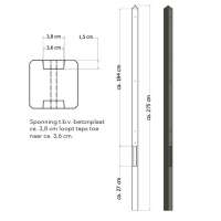 Lichtgewicht betonpaal met diamantkop ongecoat 8,5x8,5x280
cm,tussenpaal, grijs