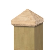 Paalornament 'Hout' Piramide 9x9cm