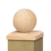 Paalornament 'Hout' Bol Op Plaat 8x8cm