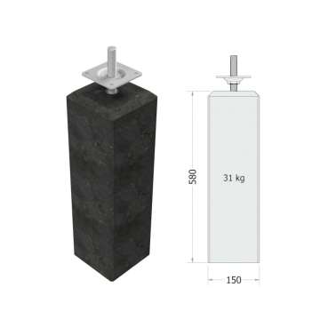 Betonpoer M Antraciet 15 x 15 x 58 cm.