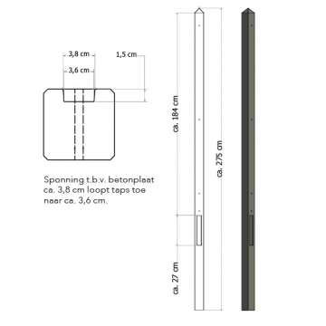 Betonpaal Lightgewicht antraciet eindpaal