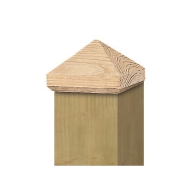 Paalornament 'Hout' Piramide 9x9cm