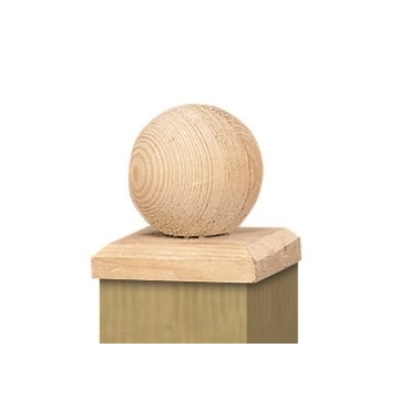 Paalornament 'Hout' Bol Op Plaat 8x8cm