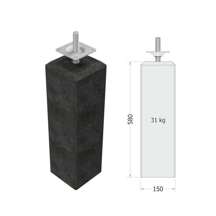 Betonpoer M Antraciet 15 x 15 x 58 cm.