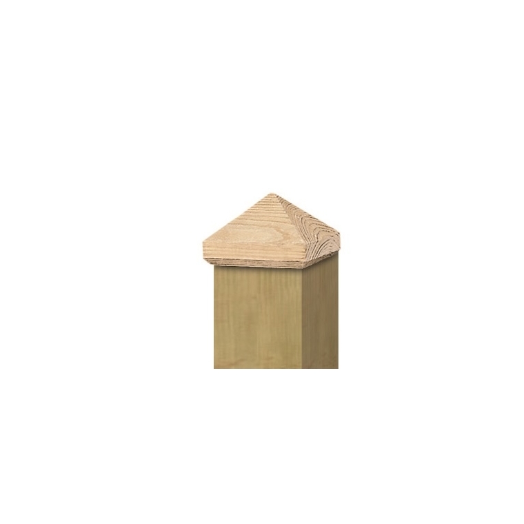 Paalornament 'Hout' Piramide 9x9cm