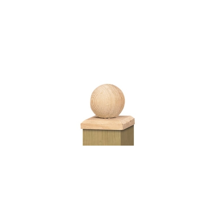 Paalornament 'Hout' Bol Op Plaat 8x8cm