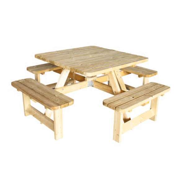 Picknicktafel Vierkant, 40 mm dik