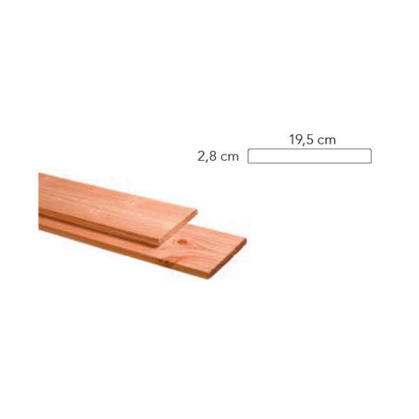 Douglas plank 2,8 x 19,5 x 300 cm, kleurloos geimpregneerd.